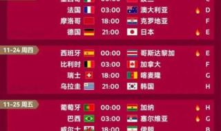 目前世界杯赛程时间表